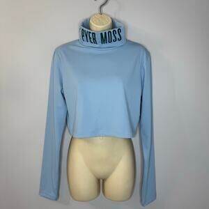 Pyer Moss x Reebok  Cropped Logo Turtleneck Top Blue Women's L
